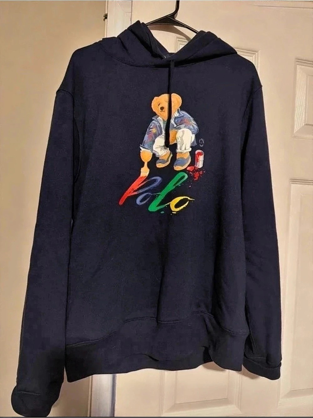 Polo Ralph Lauren Polo Bear Paint Splatter Hoodie Blue Large